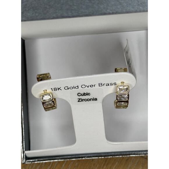 AND NOW THIS Gold-Tone CZ Hoop Earrings | NWT - Picture 4 of 4